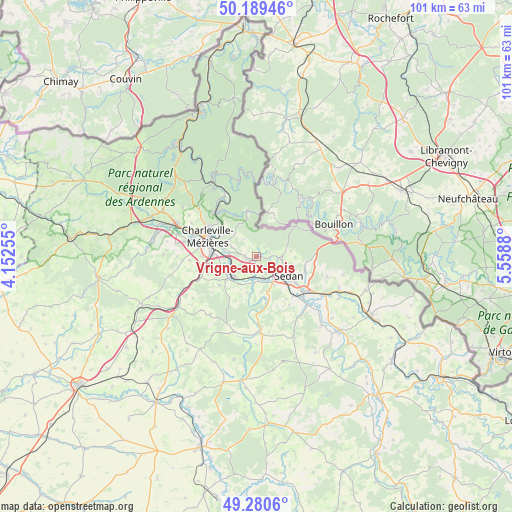 Vrigne-aux-Bois on map