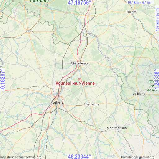 Vouneuil-sur-Vienne on map