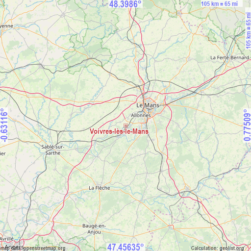 Voivres-lès-le-Mans on map