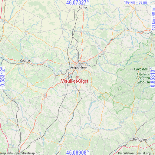 Vœuil-et-Giget on map
