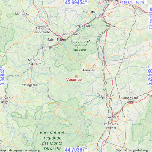 Vocance on map