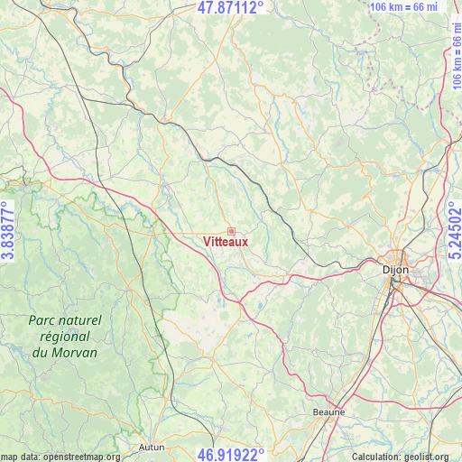 Vitteaux on map