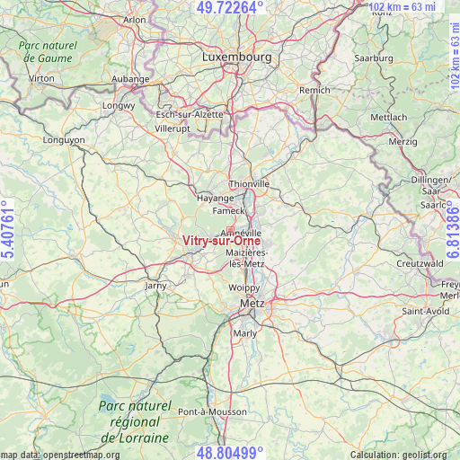 Vitry-sur-Orne on map