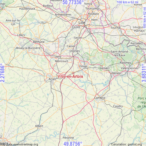 Vitry-en-Artois on map