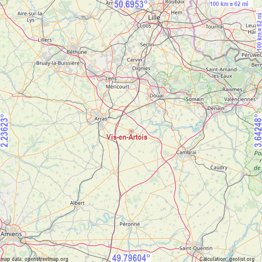 Vis-en-Artois on map