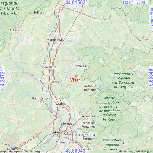 Visan on map