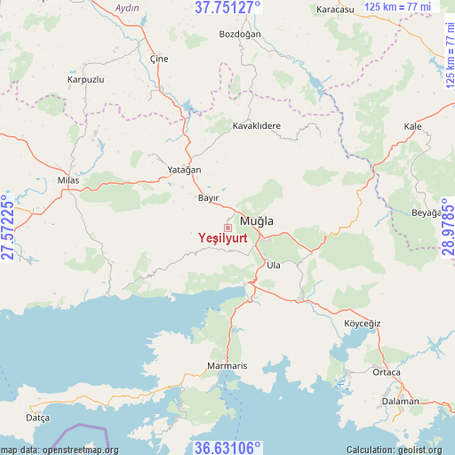 Yeşilyurt on map