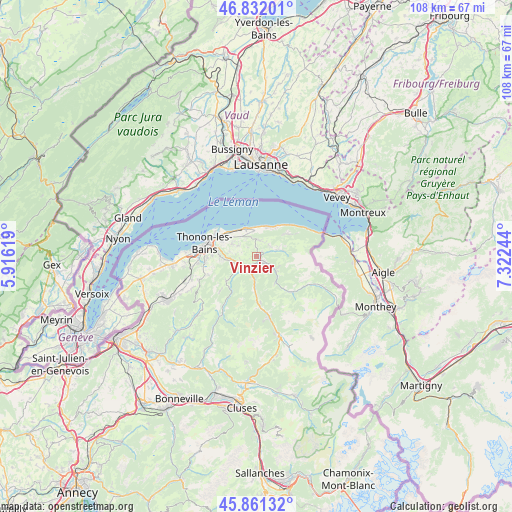 Vinzier on map