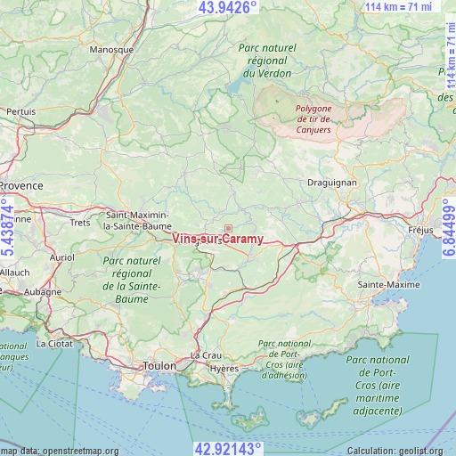 Vins-sur-Caramy on map