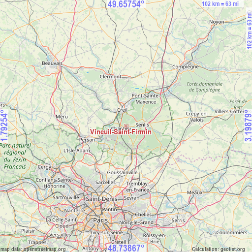 Vineuil-Saint-Firmin on map