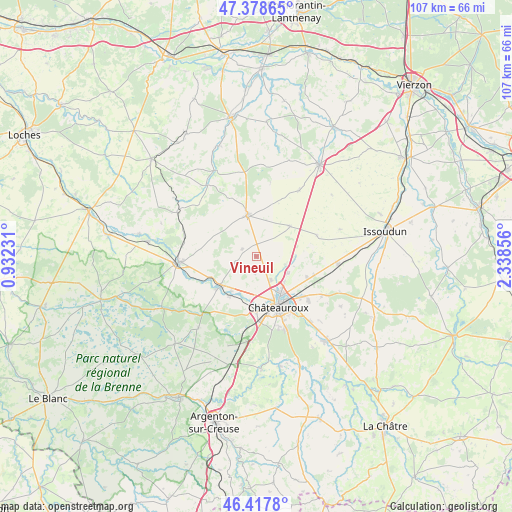 Vineuil on map