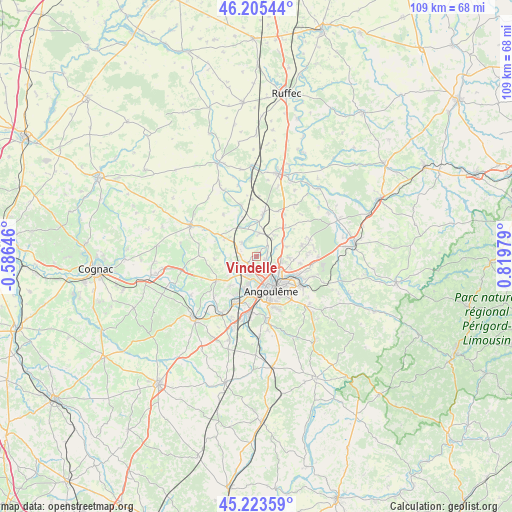 Vindelle on map