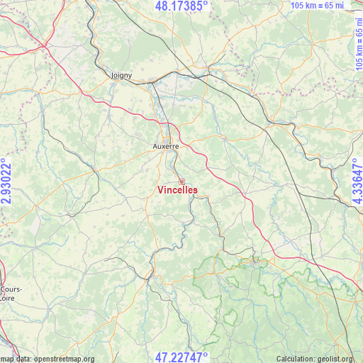 Vincelles on map