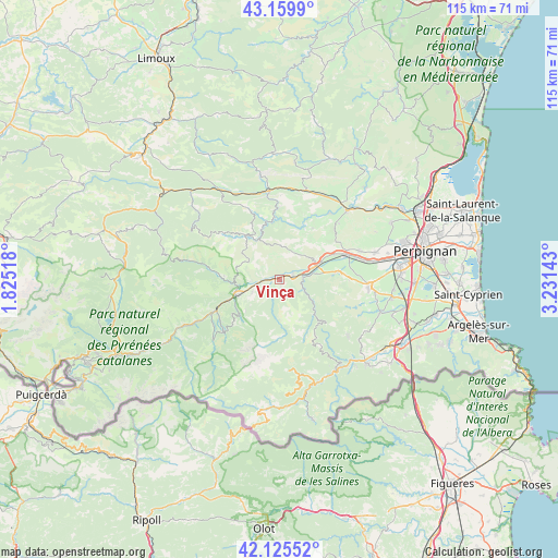 Vinça on map