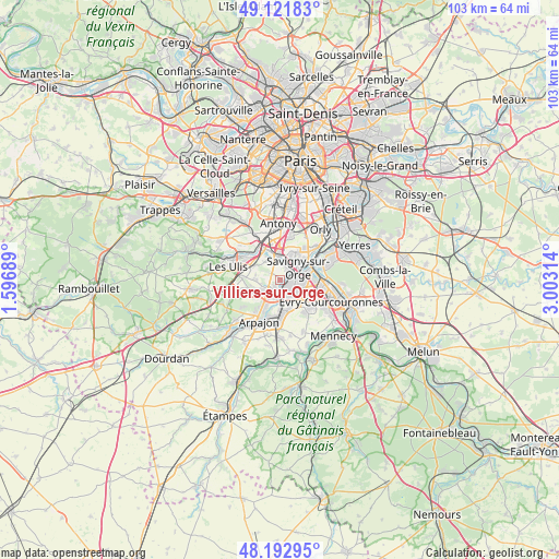 Villiers-sur-Orge on map
