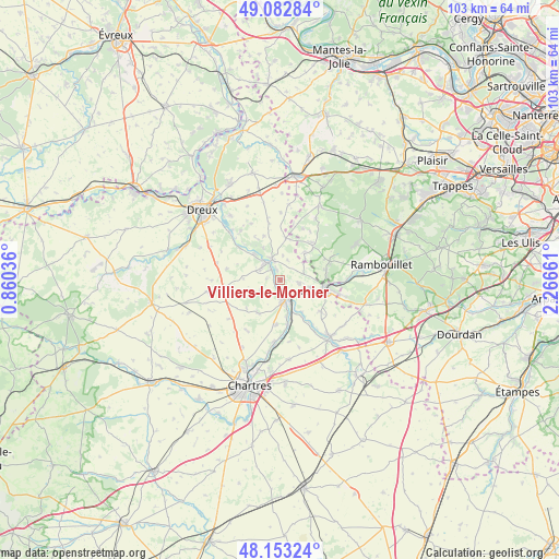 Villiers-le-Morhier on map