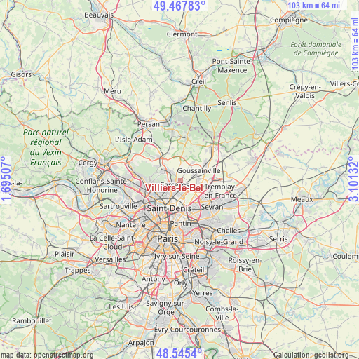 Villiers-le-Bel on map