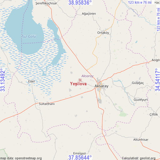 Yeşilova on map