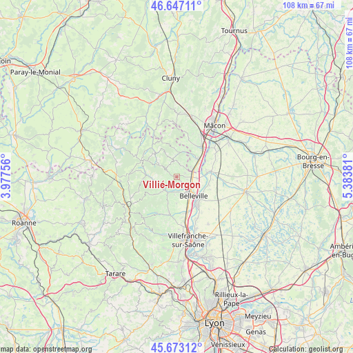 Villié-Morgon on map