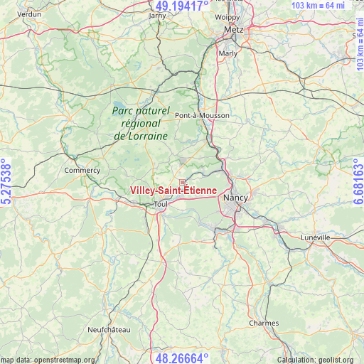 Villey-Saint-Étienne on map