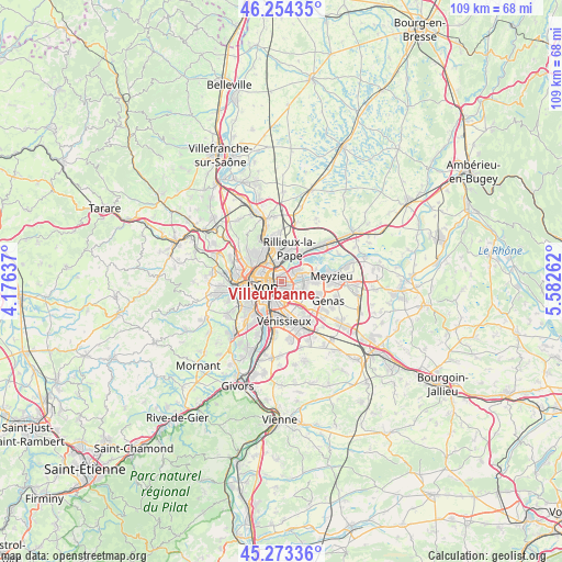 Villeurbanne on map