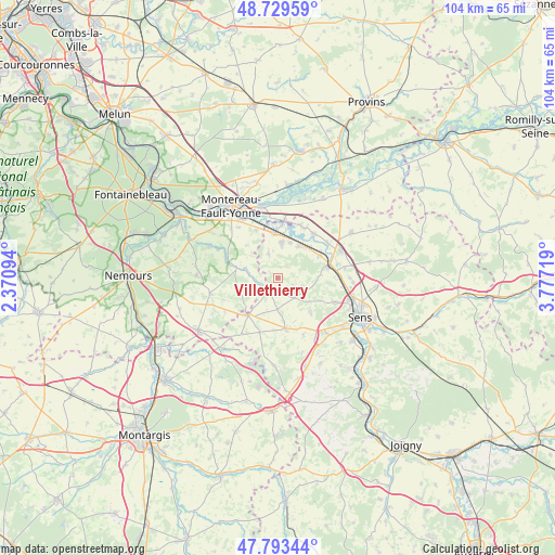 Villethierry on map