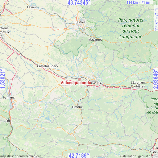 Villesèquelande on map