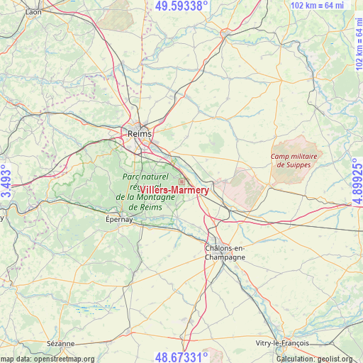 Villers-Marmery on map