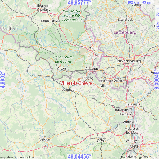 Villers-la-Chèvre on map
