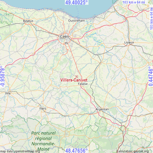 Villers-Canivet on map