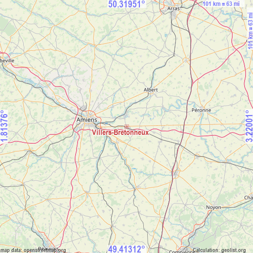 Villers-Bretonneux on map