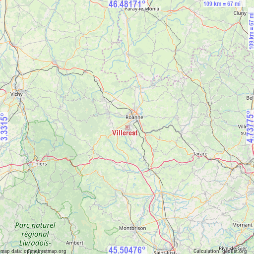 Villerest on map