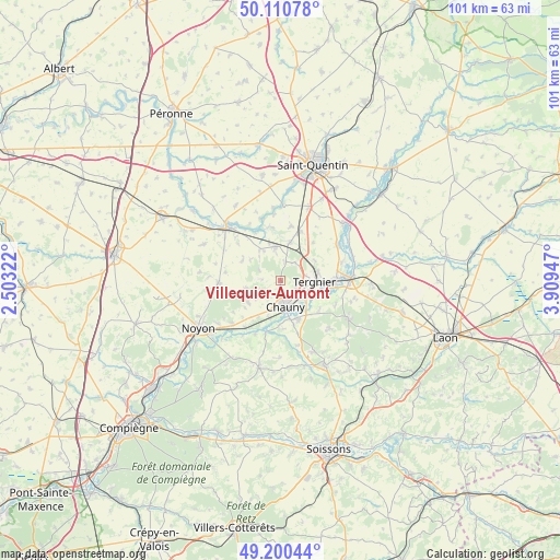 Villequier-Aumont on map