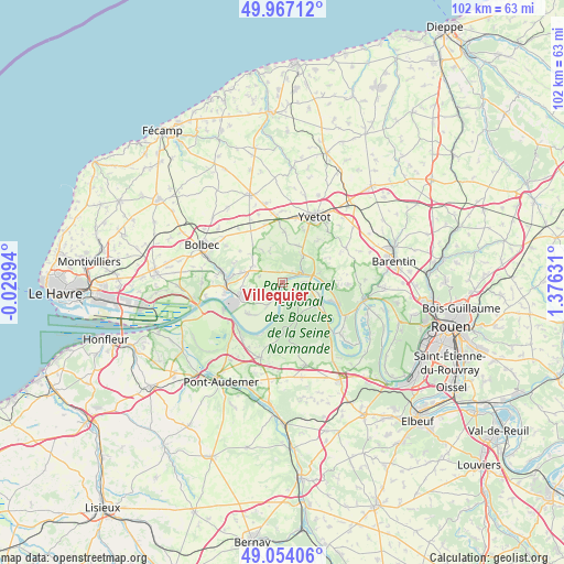Villequier on map