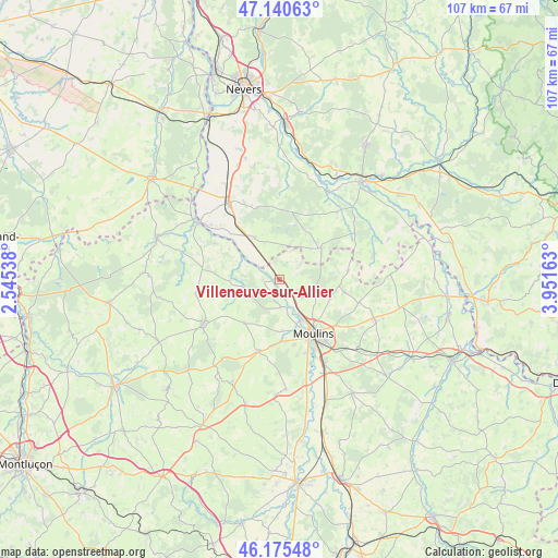 Villeneuve-sur-Allier on map
