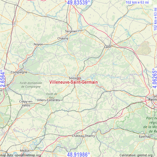 Villeneuve-Saint-Germain on map