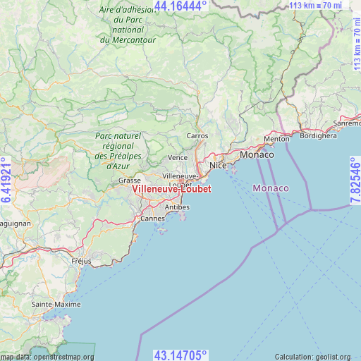 Villeneuve-Loubet on map