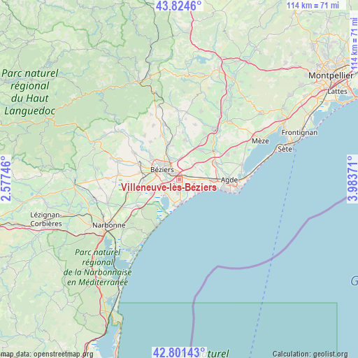 Villeneuve-lès-Béziers on map