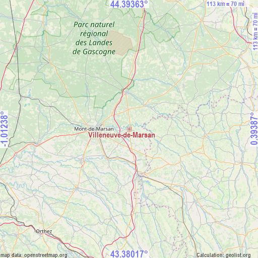 Villeneuve-de-Marsan on map