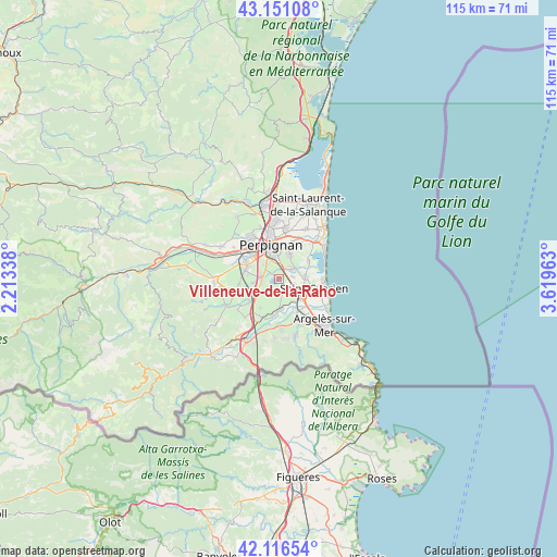 Villeneuve-de-la-Raho on map
