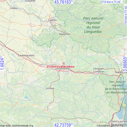 Villemoustaussou on map