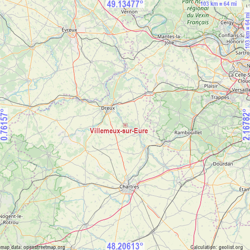 Villemeux-sur-Eure on map