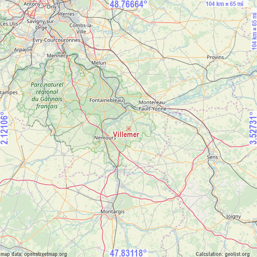 Villemer on map