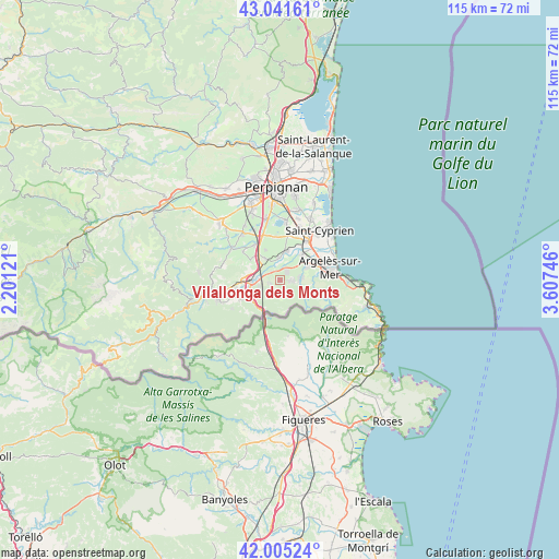 Vilallonga dels Monts on map