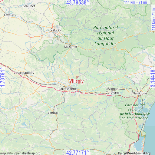 Villegly on map