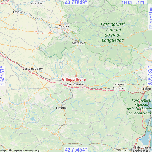 Villegailhenc on map
