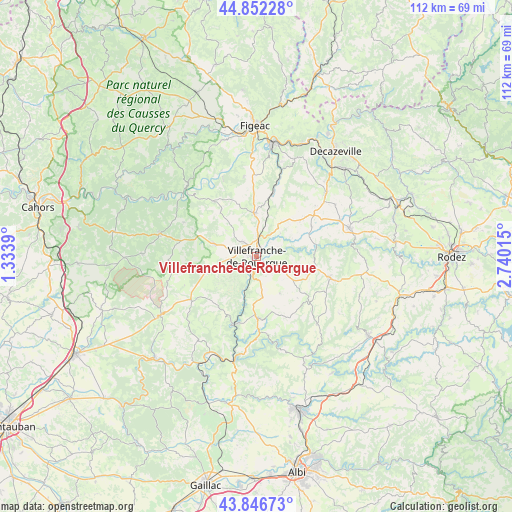 Villefranche-de-Rouergue on map