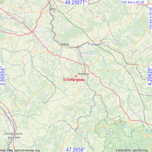 Villefargeau on map