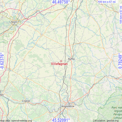 Villefagnan on map