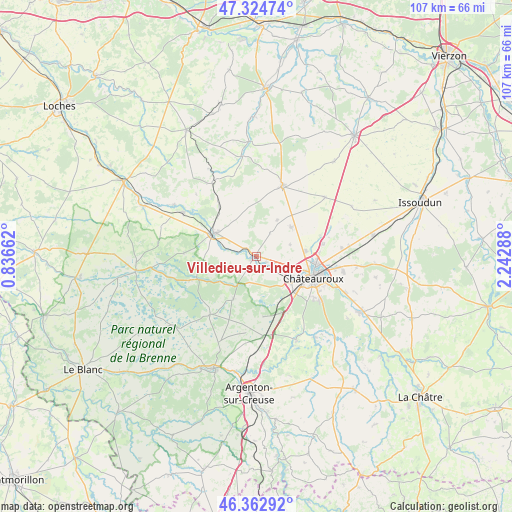 Villedieu-sur-Indre on map